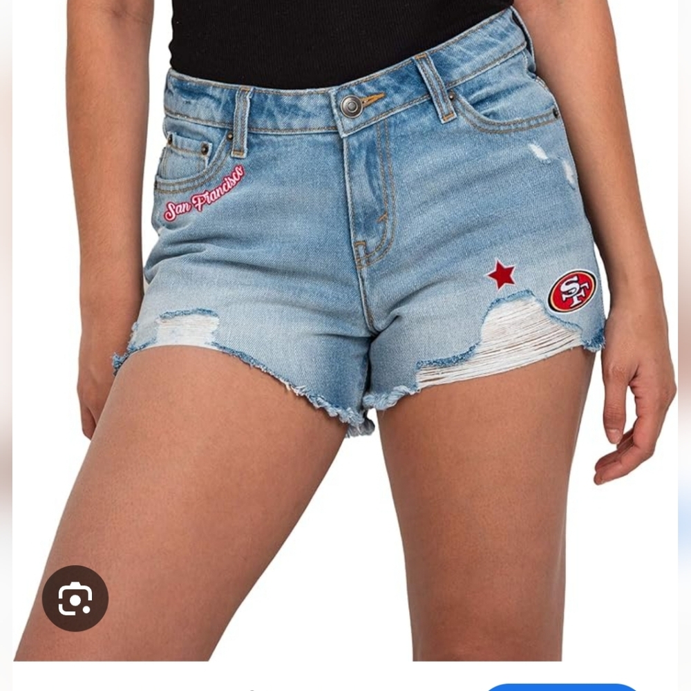 NFL Team Apparel Women's Blue Denim Shorts